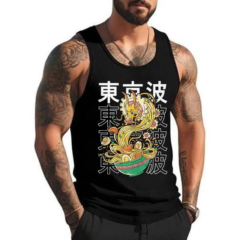 Japanese Ramen Noodles Dragon Japan Monster Aesthetic Anime Unisex Tank Top, Cotton, Size S-3XL T-Shirts, Hoodie, Sweatshirt