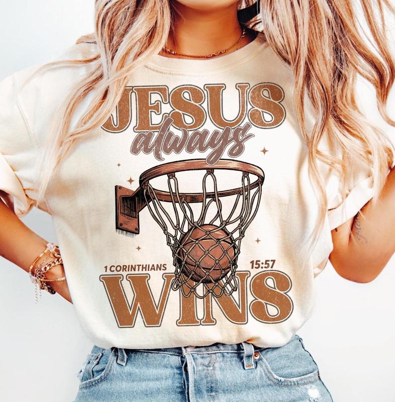 Jesus Always Wins Unisex Shirt, Christian Basketball , Jesus Basketball Motivational Unisex Shirt, Inspirational Bible...