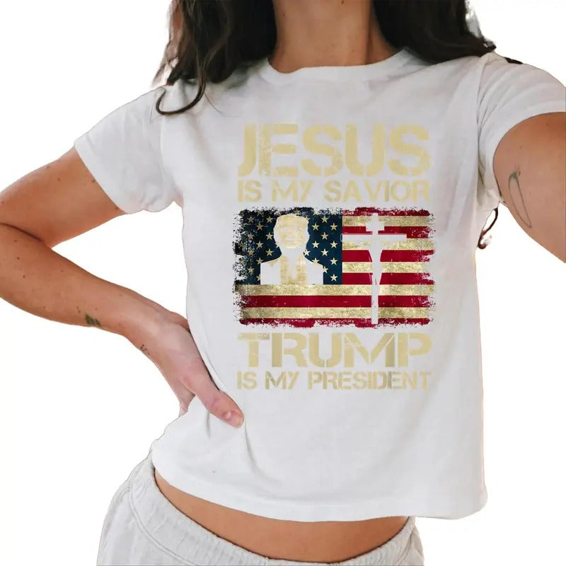 Jesus Is My Savior Trump Is My President Trump 2024 Usa Flag Baby Tee Hoodie, Sweatshirt | ZylaModa.com