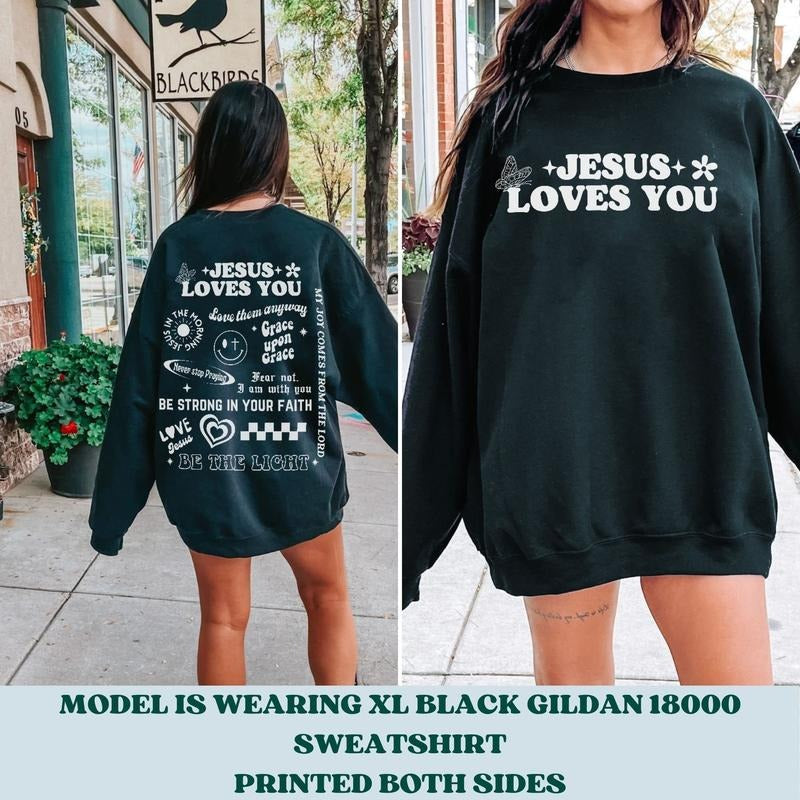 Jesus Loves You Jesus sweatshirt Jesus Apparel Jesus Crewneck Christian Crewneck Christian Sweatshirt Christian Merch...