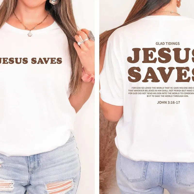 Jesus Saves Shirt Aesthetic Christian Apparel Brown Christian Shirt For Men Jesus Apparel Christian Streetwear Clothing...