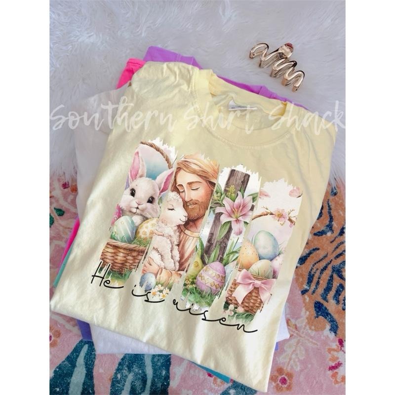 Jesus he is risen T shirt  | Easter T Shirt |  Banana comfort colors T shirt top Hoodie, Sweatshirt | ZylaModa.com