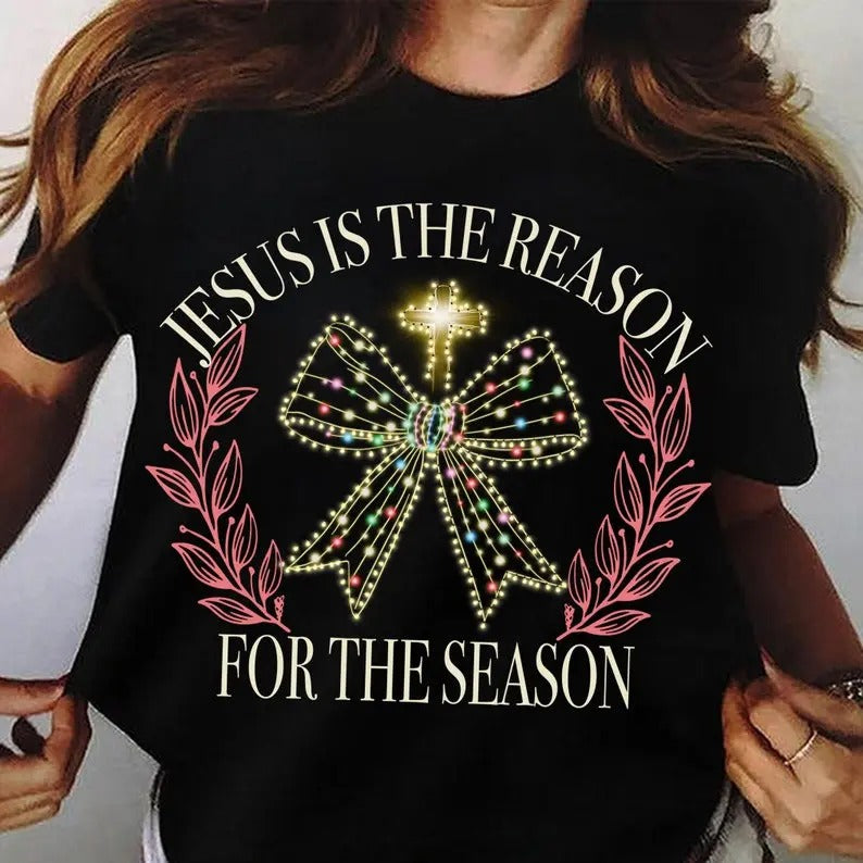 Jesus is the reason For the season Christmas Light Coquette Bow, Christmas Season, Christmas coquette bow, Christmas...