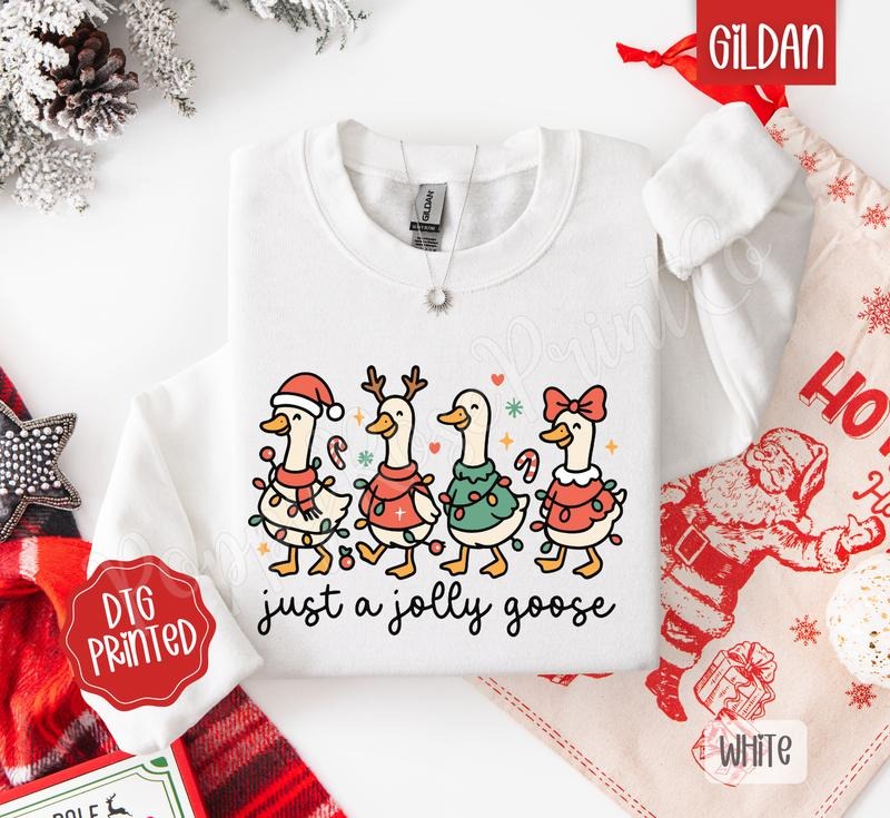 Jolly Goose Sweatshirt, Trendy Women's Christmas Crewneck T-Shirts, Hoodie | ZylaModa.com