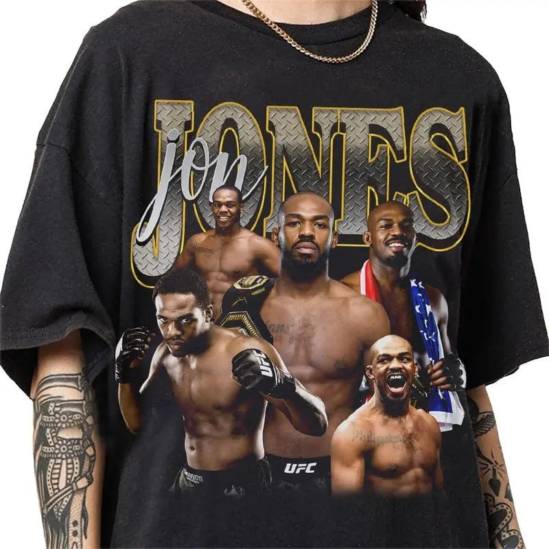 Jon Jones 90s Vintage Bootleg Style T-Shirt, Classic Retro Graphic Unisex Tee Gift For Men and Women Hoodie, Sweatshirt