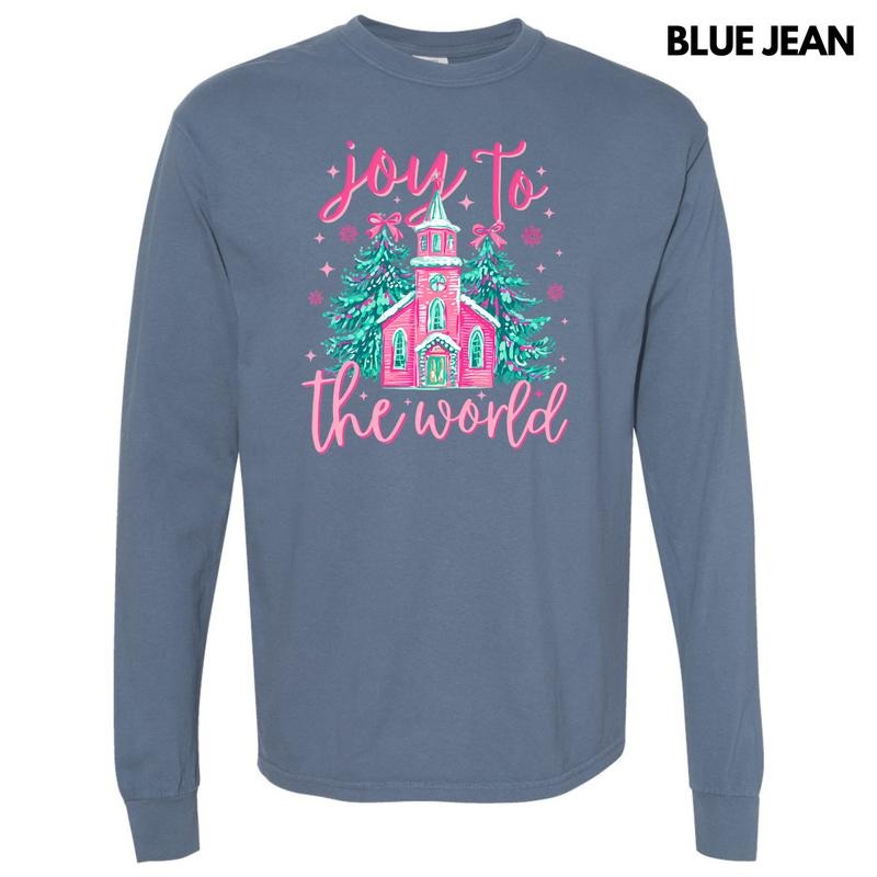 Joy To The World Pink Long Sleeve Comfort Colors T-Shirt 'NLB' Hoodie, Sweatshirt | ZylaModa.com