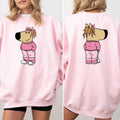Just A Chill Girl 2-Sided Sweatshirt for Women, Low Key Chill Girl Crewneck, Funny Dog Meme Tops, Cotton Fabric Pullover,...