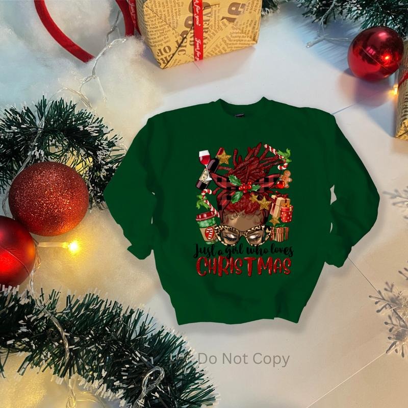 Just A Girl Who Loves Christmas DTF Transfer ONLY - This is NOT a T Shirt Hoodie, Sweatshirt | ZylaModa.com