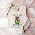 Just A Girl Who Loves Pickles Coquette Shirt, Pickle Lover T-shirt, Funny Pickles Shirt Hoodie, Sweatshirt | ZylaModa.com