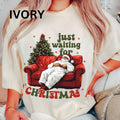 Just Waiting for Christmas Shirt~ Unisex Apparel Relaxed Fit Printed In The USA Clothing Womenswear Casual Comfort Cotton...