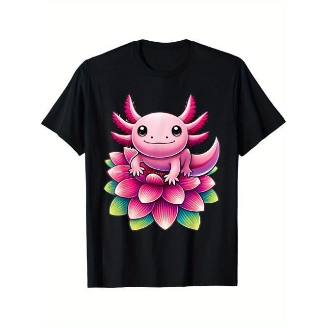 Kawaii Axolotl Flower T-Shirt Made in USA Hoodie, Sweatshirt | ZylaModa.com