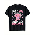 Kawaii Axolotl Lover Just a Girl Who Loves Boba and Axolotl T-Shirt, Halloween Thanksgiving Christmas Gift for MenFamily...