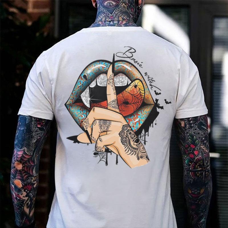 Keep Silence Gothic Style Lips Print Men's T-shirt Hoodie, Sweatshirt | ZylaModa.com