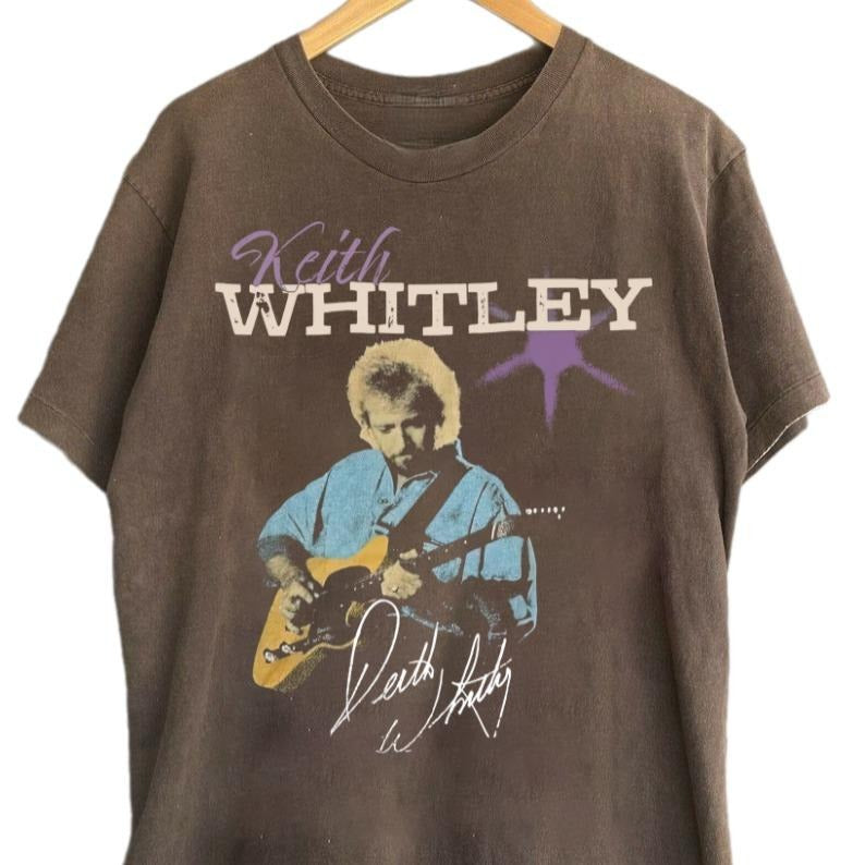 Keith Whitley Purple Guitar T-Shirt Retro Country Music Graphic Tee Classic Shirt Gift for Fans Hoodie, Sweatshirt