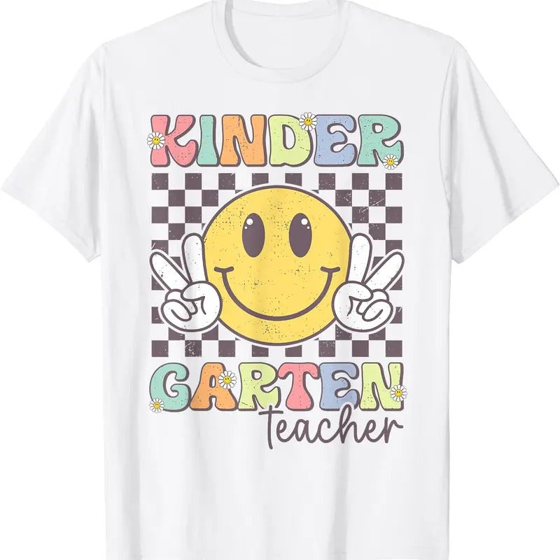 Kindergarten Teacher Team Hippie Smile Face Back To School T-Shirt Hoodie, Sweatshirt | ZylaModa.com