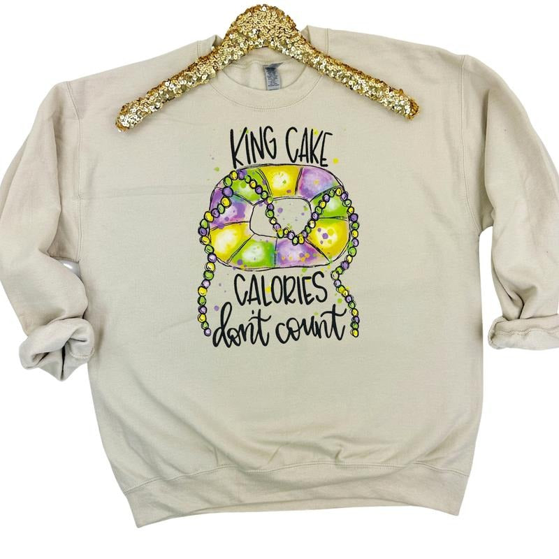 King Cake Calories Don't Count Sweatshirt -- SAND T-Shirts, Hoodie | ZylaModa.com