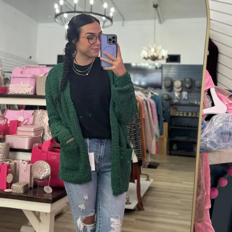 Knitted Cardigan In Dark Green T-Shirts, Hoodie, Sweatshirt | ZylaModa.com