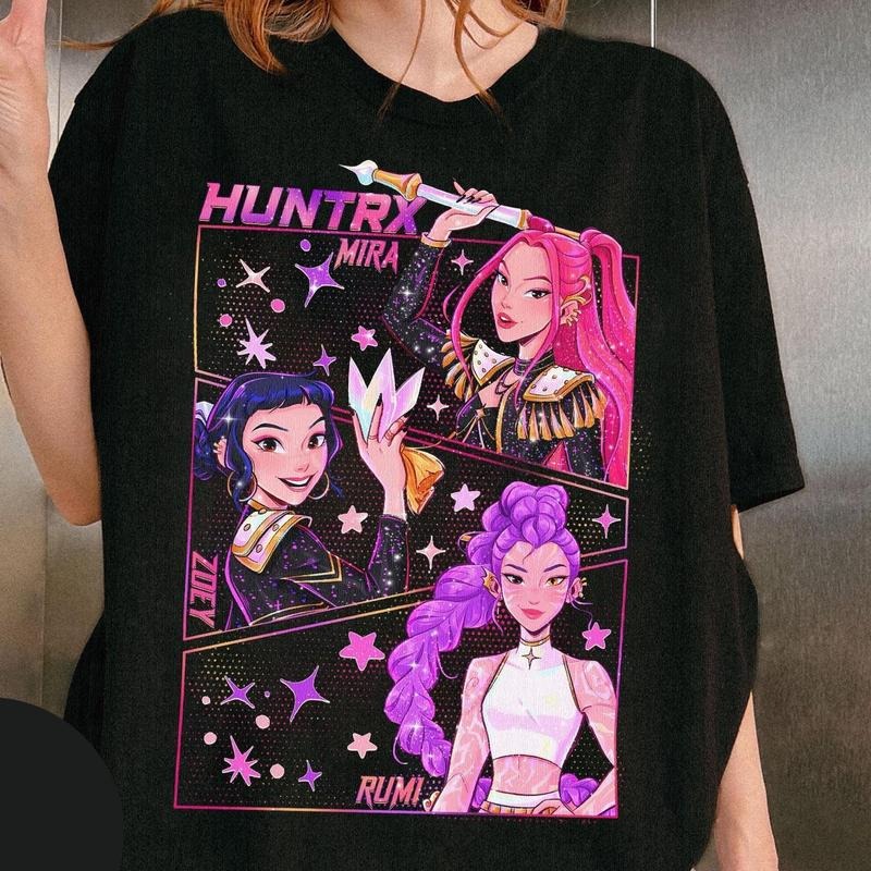 Kpop Demon Hunters Jinu Manga Graphic Tee, Kpop Huntrix Demon Hunter Youth Shirt, Saja Girls Kpop T-Shirt Hoodie, Sweatshirt