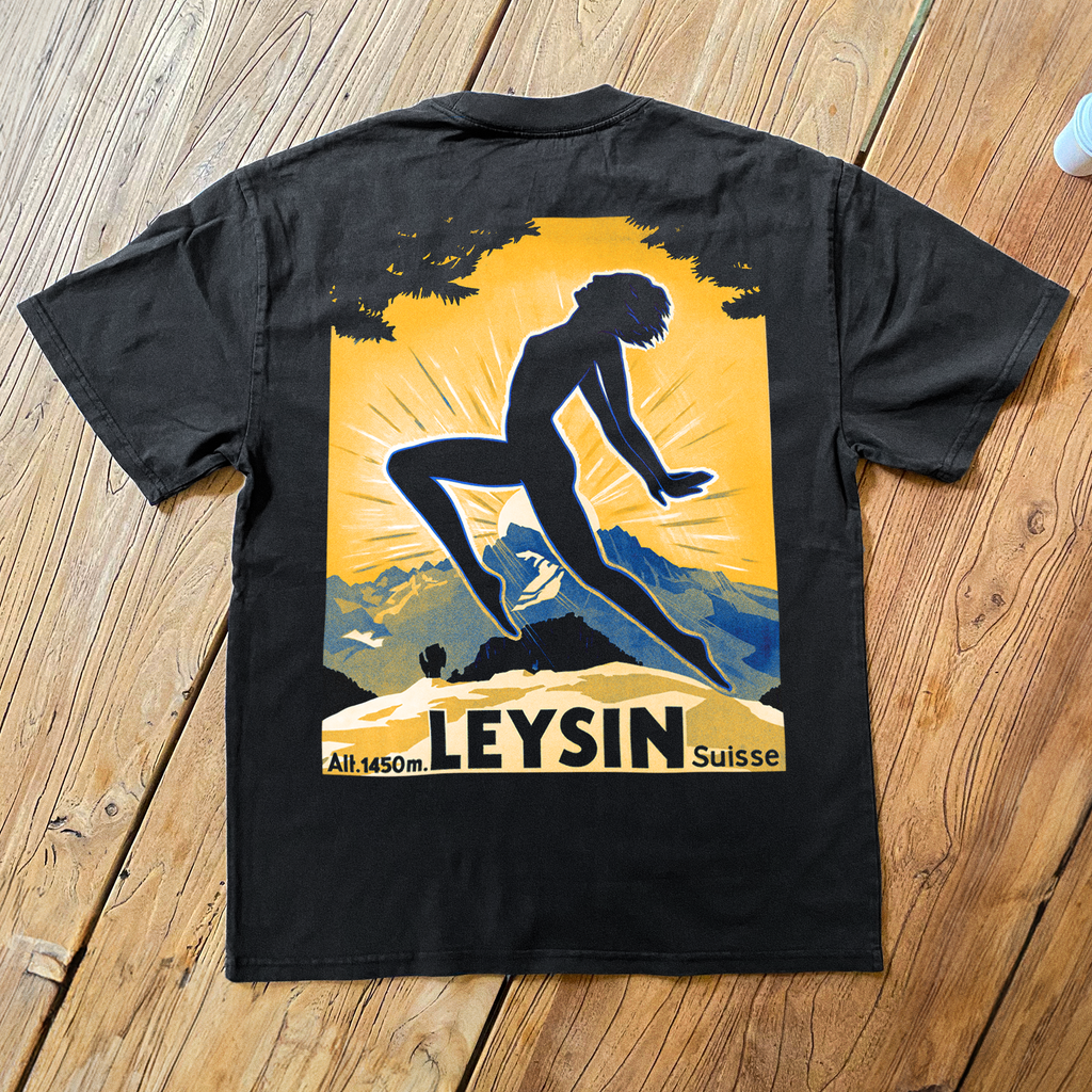 VINTAGE POSTER 'LEYSIN SWITZERLAND' BLACK HEAVYWEIGHT T-SHIRT Hoodie, Sweatshirt | ZylaModa.com (Image 2)