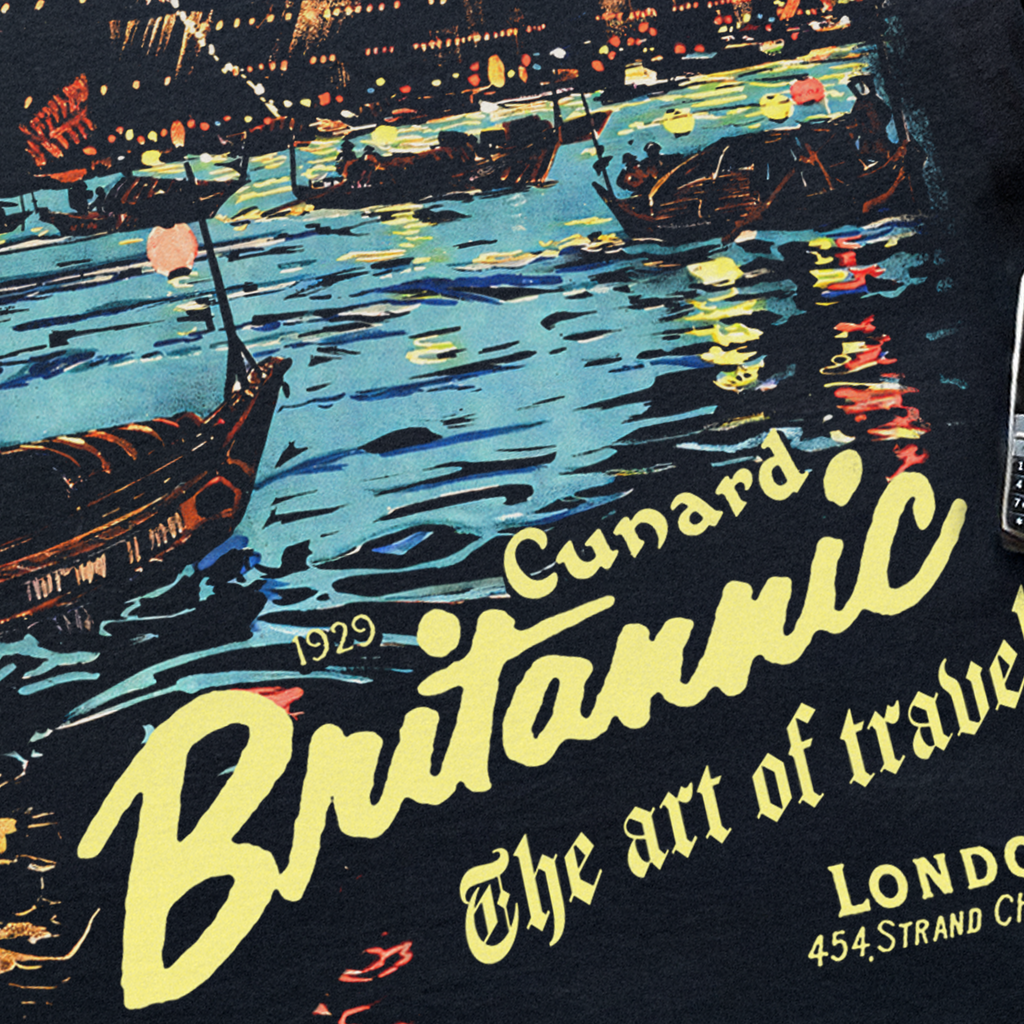 1929 BRITANNIC 'THE ART OF TRAVEL' LUXURY CRUISE POSTER HEAVYWEIGHT BLACK T-SHIRT Hoodie, Sweatshirt | ZylaModa.com (Image 2)