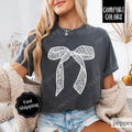Lace Bow Shirt Comfort Colors, Coquette Ribbon Tee, Trendy Women's Tshirt Hoodie, Sweatshirt | ZylaModa.com