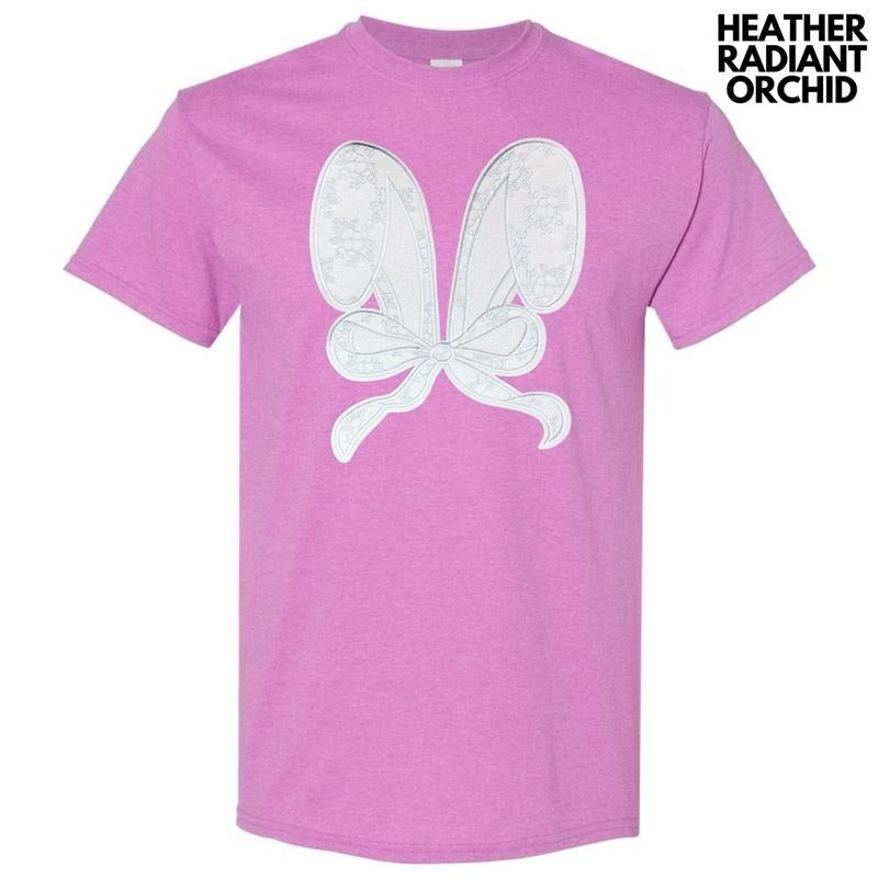 Lace Bunny Ears Sequin Patch Gildan Short Sleeve T-Shirt Hoodie, Sweatshirt | ZylaModa.com