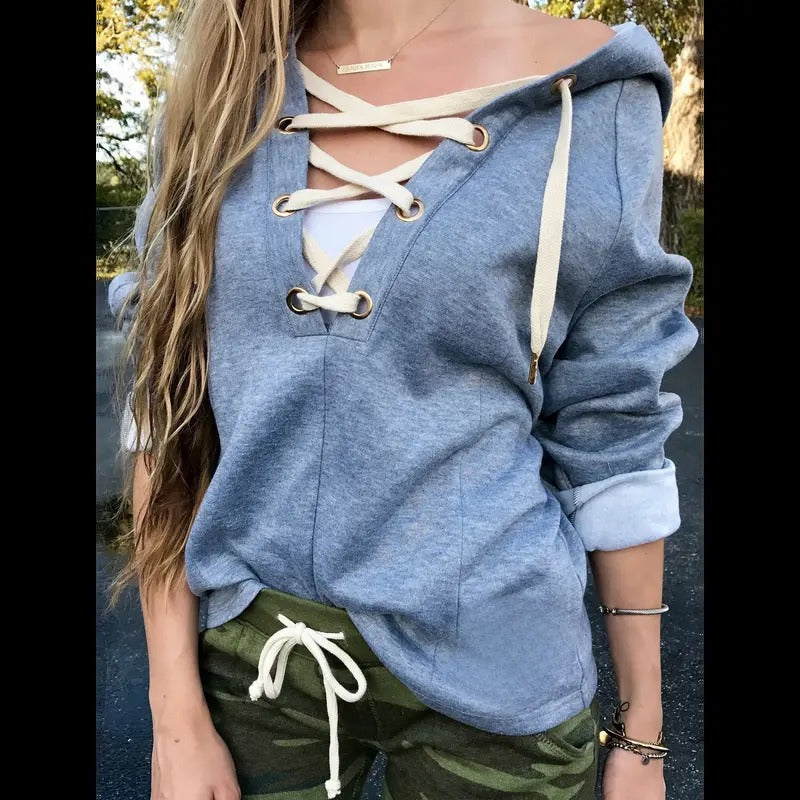 Lace Up Gray Pullover T-Shirts, Hoodie, Sweatshirt | ZylaModa.com