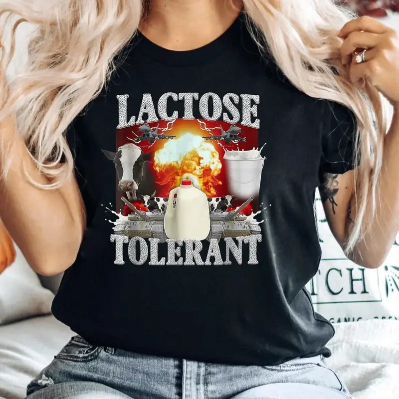 Lactose Intolerant Funny Gift T-Shirt For Friends, Free Milk LMAO Shirt For Lactose Tolerant, Cringy Shirts Gen Z...