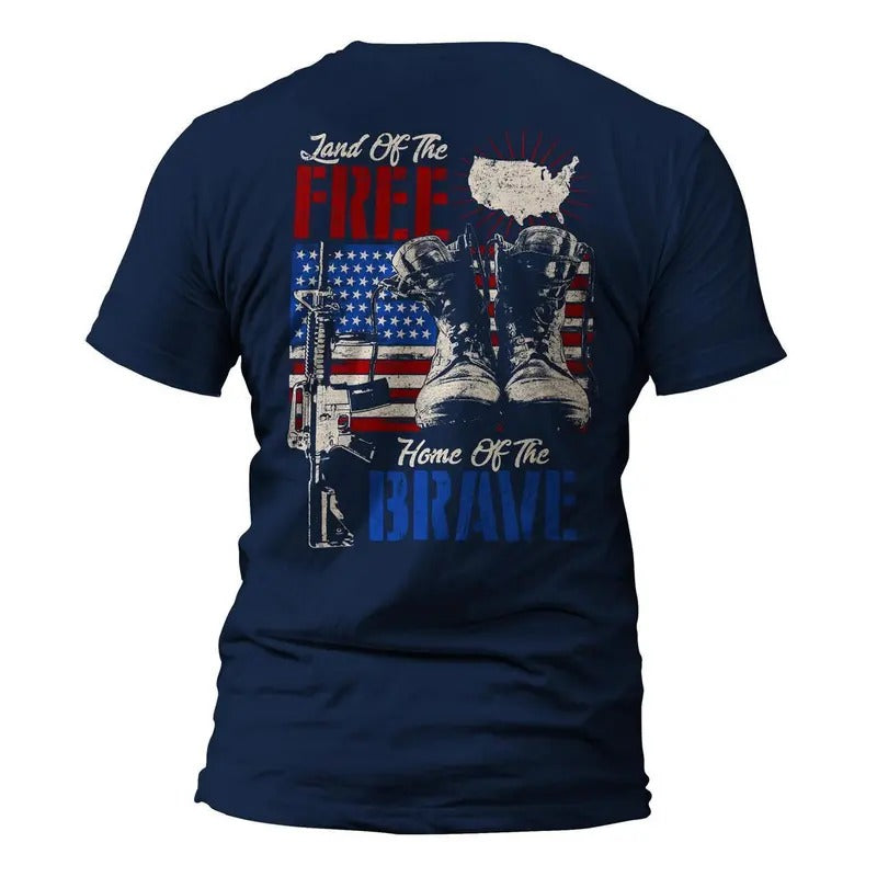 Land of The Free Home of The Brave Front or Back Print T-Shirt Hoodie, Sweatshirt | ZylaModa.com