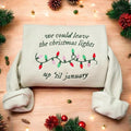 Leave the Lights Christmas Embroidered Sweatshirt, Christmas Light Shirt, Retro Holiday Sweater, Christmas Lights Eras...