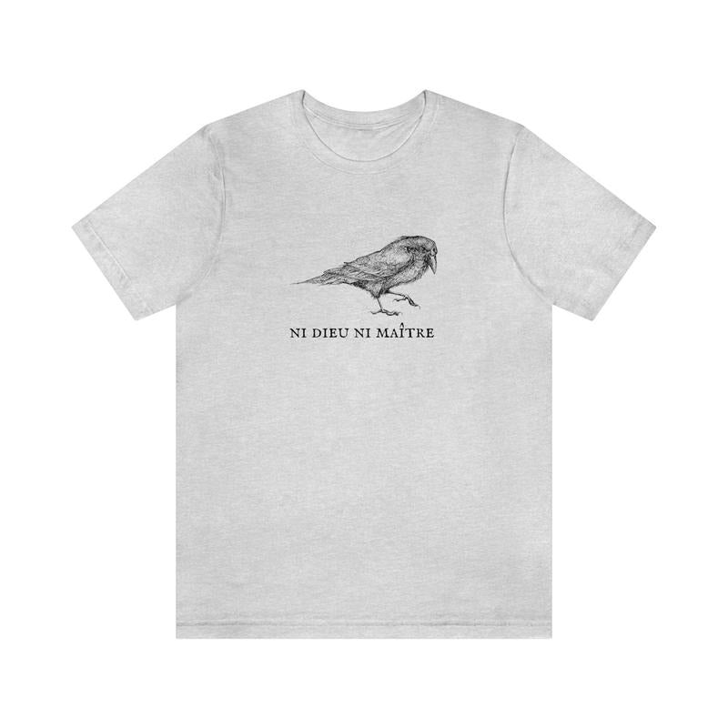 Leftist French Anarchist Crow Bird No God No Masters Secular Horizontalism Raven Shirt (Unisex) Hoodie, Sweatshirt
