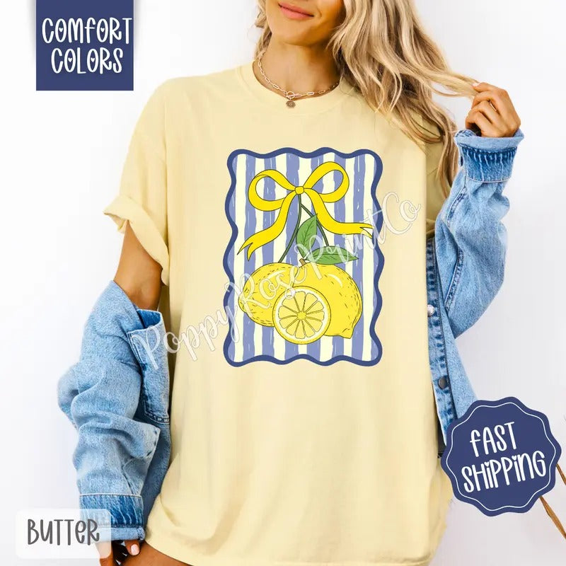 Lemon Aesthetic Comfort Colors Tshirt, Fruit Summer Shirt, Cute Women's Tee, Gift For Her Hoodie, Sweatshirt | ZylaModa.com