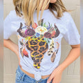 Leopard Floral Feather Bull Skull Graphic Tee Hoodie, Sweatshirt | ZylaModa.com