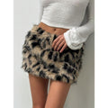 Leopard Print Fuzzy Fur Skirt Low Rise Mini Y2k Party Club Skirts T-Shirts, Hoodie, Sweatshirt | ZylaModa.com