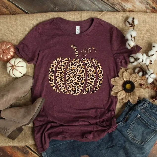 Leopard Pumpkin Shirt, Cheetah Pumpkin Shirt,Thanksgiving, Thankful Tee,Family Matching Sweatshirt Hoodie | ZylaModa.com