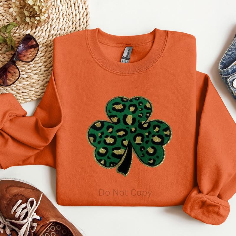 Leopard Shamrock Chenille Patch T-Shirts, Hoodie, Sweatshirt | ZylaModa.com