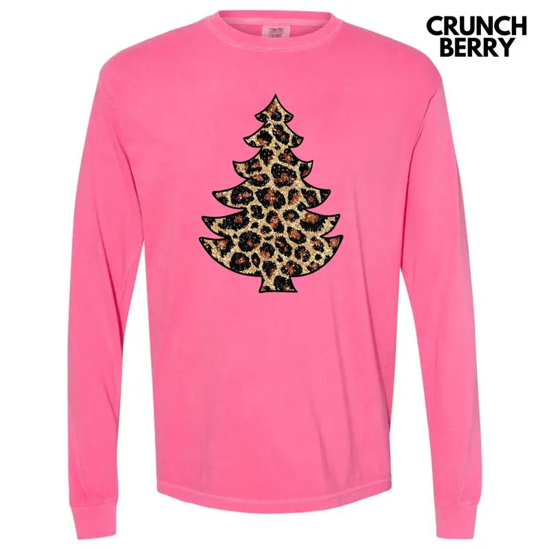 Leopard Tree FAKE GLITTER Long Sleeve Comfort Colors T-Shirt Hoodie, Sweatshirt | ZylaModa.com