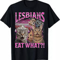 Lesbians Eat What?! Funny Cat Gay Pride LGBTQ Pun Bootleg T-Shirt, Cute Cat Shirt, Love Cat Tshirt, Unisex Graphic Tees...