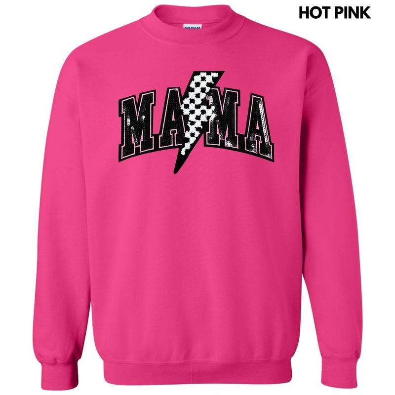 Lightning Mama Black Sequin Patch Sweatshirt T-Shirts, Hoodie | ZylaModa.com