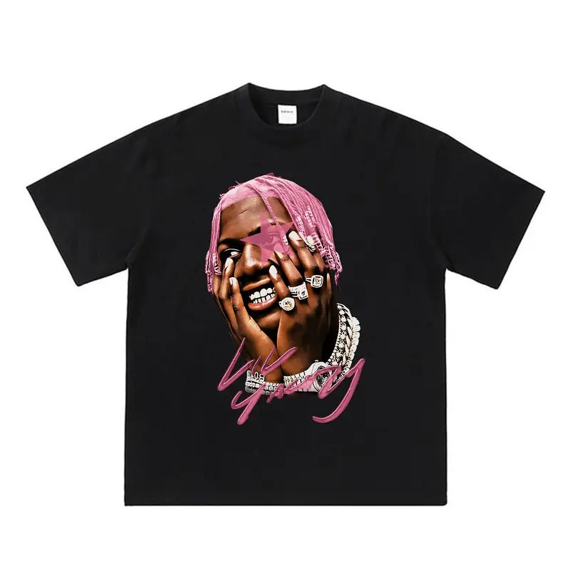 Lil Star Yachty Pink Big Face Graphic Rap Tee - Cool and Playful Hoodie, Sweatshirt | ZylaModa.com