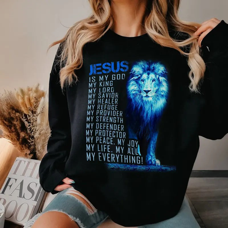 Lion Christian Jesus Is My God King, Lord, and Savior T-Shirts, Hoodie, Sweatshirt | ZylaModa.com