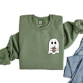Little Ghost Ice Coffee Halloween Crewneck Sweatshirt, Hoodie, T-shirt, Cute Halloween Shirt | ZylaModa.com