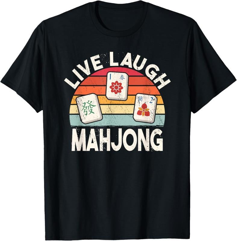 Live Laugh Mahjong retro mah-jongg chinese game tiles T-Shirt Hoodie, Sweatshirt | ZylaModa.com