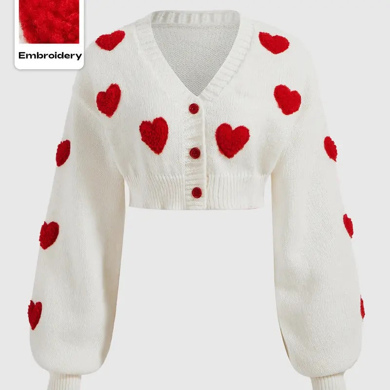 Long Sleeve Button Front V Neck Knit Crop Cardigan Sweater T-Shirts, Hoodie, Sweatshirt | ZylaModa.com