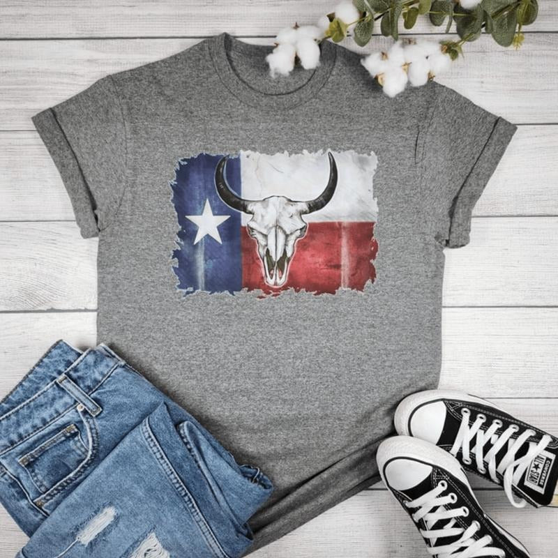 Longhorn Texas Flag Graphic T-shirt Hoodie, Sweatshirt | ZylaModa.com