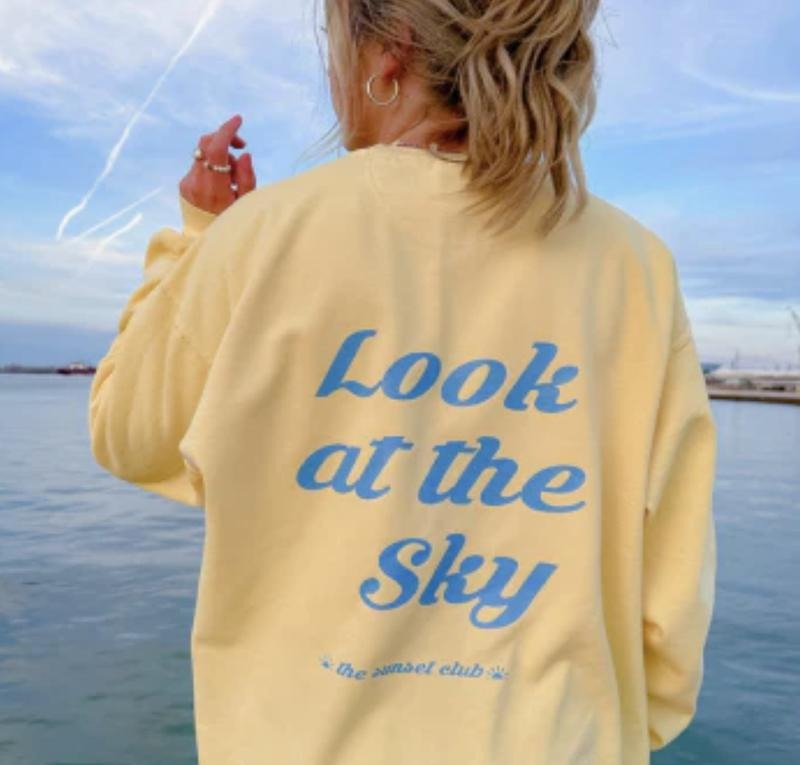 Look At the Sky Sweatshirt Unisex True to Size Cotton Casual Outerwear Piece Womenswear T-Shirts, Hoodie | ZylaModa.com