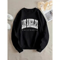 Los Angeles Print Pullover Sweatshirt, Casual Long Sleeve Crew Neck Sweatshirt T-Shirts, Hoodie | ZylaModa.com