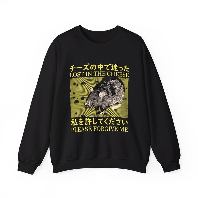 Lost in the Cheese Rat Crewneck Sweatshirt T-Shirts, Hoodie | ZylaModa.com