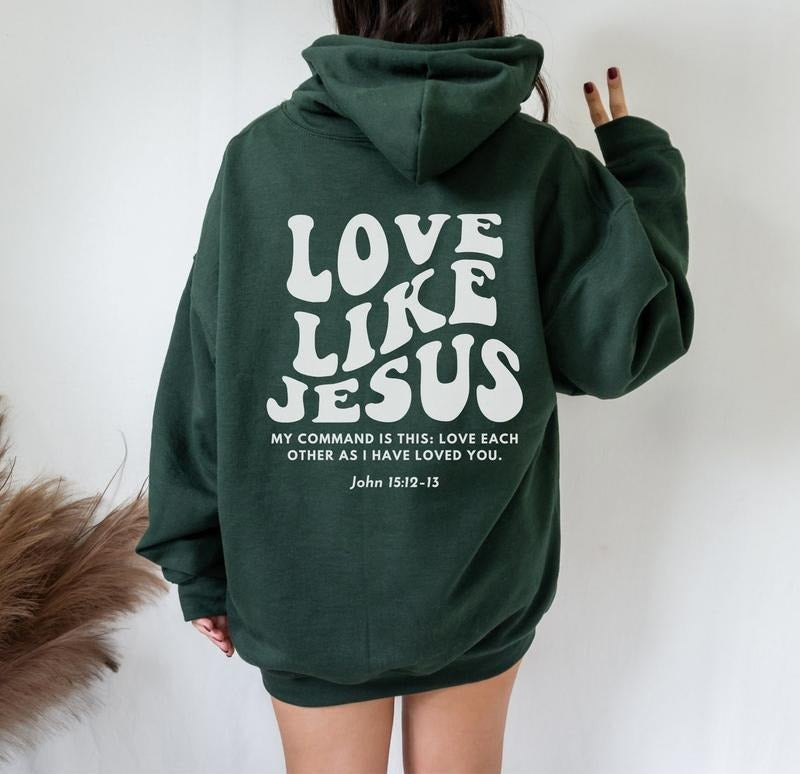 Love Like Jesus Hoodie, Trendy Christian Hoodie, Y2k Jesus Hoodie, Christian clothes Cotton Womenswear T-Shirts, Sweatshirt