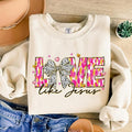 Love Like Jesus Sweat, Christian Valentine Sweat, Brushstroke Valentine Coquette Bow Sweat, Retro Valentine Sweat, Bible...